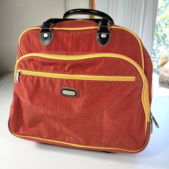 BAGGALLINI Rolling Tote Luggage Carry On Under Seat Suitcase Tomato Red/Org - Picture 2 of 16